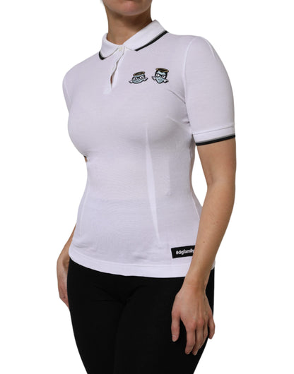 Dolce &amp; Gabbana White Cotton Short Sleeves Collared Polo Top