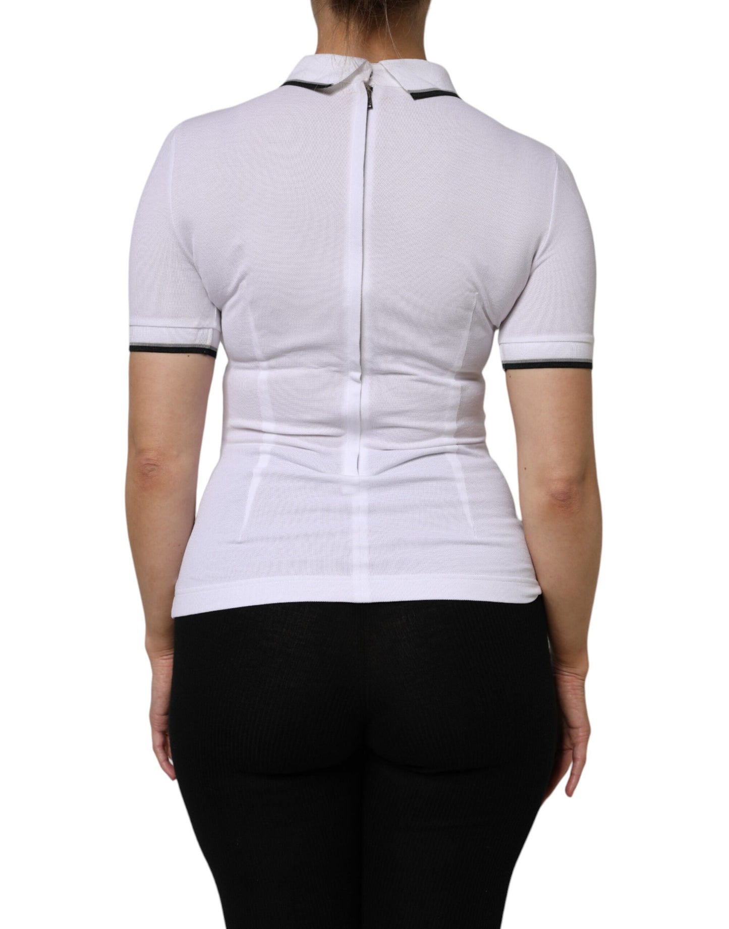 Dolce &amp; Gabbana White Cotton Short Sleeves Collared Polo Top