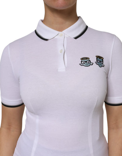 Dolce &amp; Gabbana White Cotton Short Sleeves Collared Polo Top