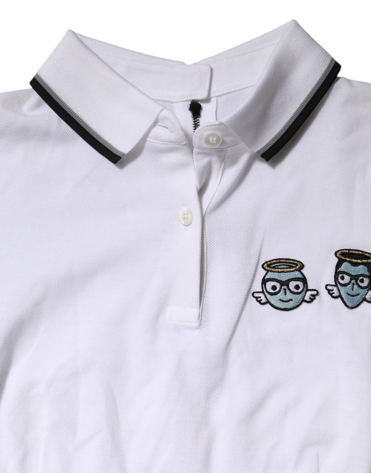 Dolce &amp; Gabbana White Cotton Short Sleeves Collared Polo Top