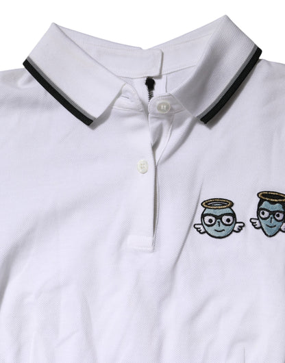 Dolce &amp; Gabbana White Cotton Short Sleeves Collared Polo Top