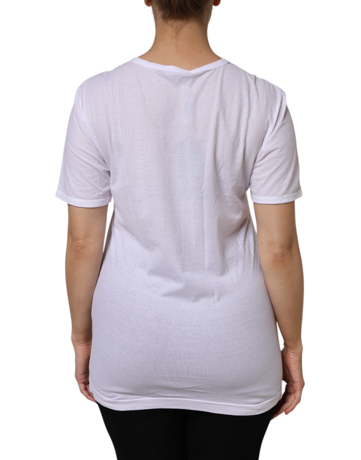 Dolce &amp; Gabbana White Cotton Short Sleeves V-Neck Top T-shirt