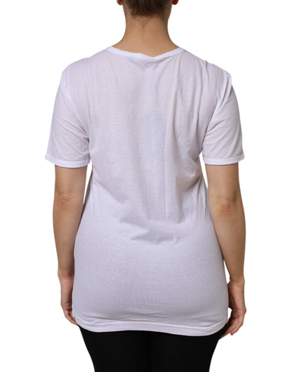 Dolce &amp; Gabbana White Cotton Short Sleeves V-Neck Top T-shirt