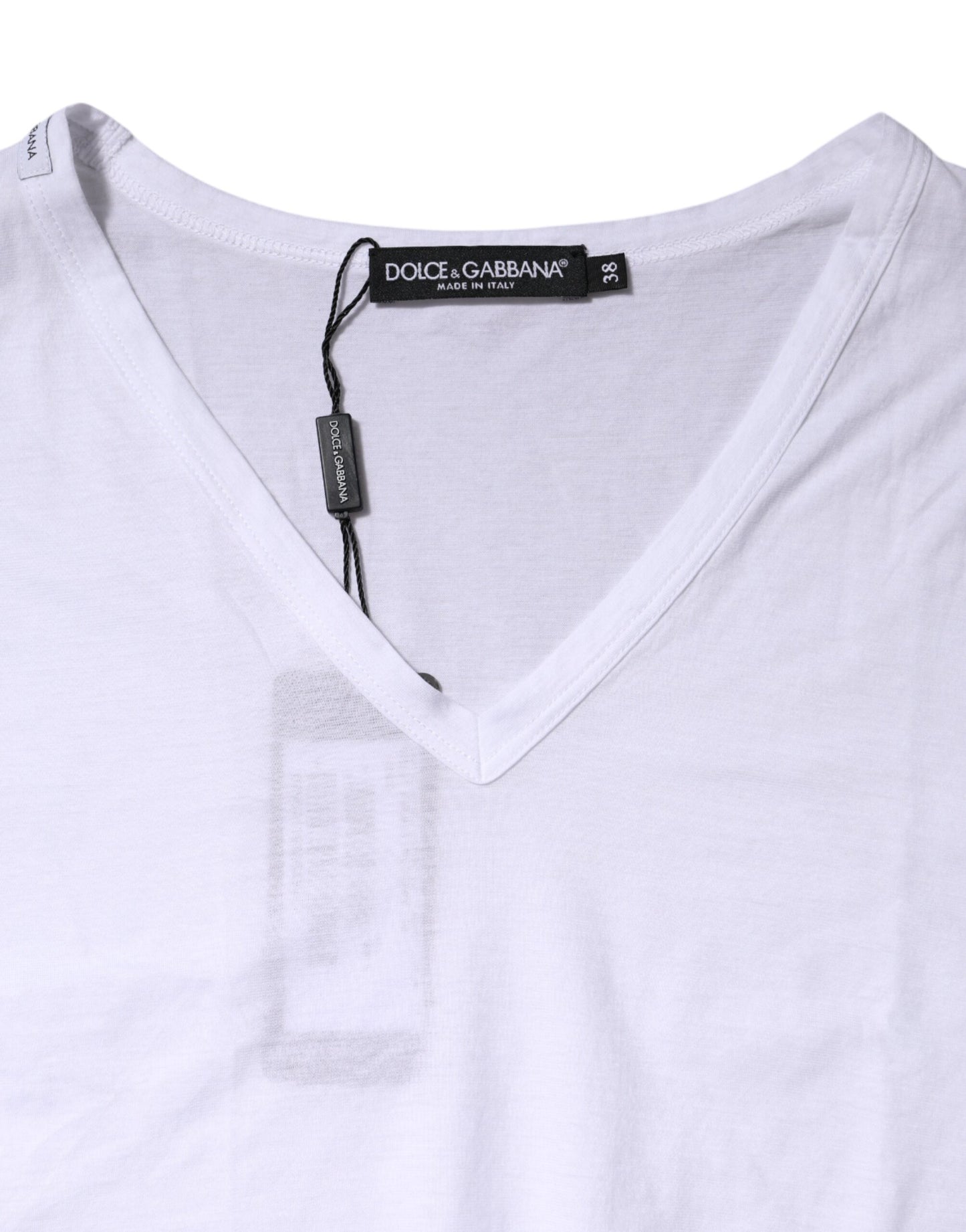 Dolce &amp; Gabbana White Cotton Short Sleeves V-Neck Top T-shirt