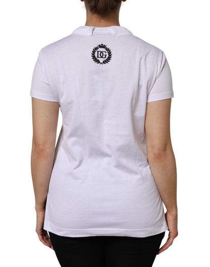 Dolce &amp; Gabbana White Cotton Short Sleeve V-Neck Top T-shirt
