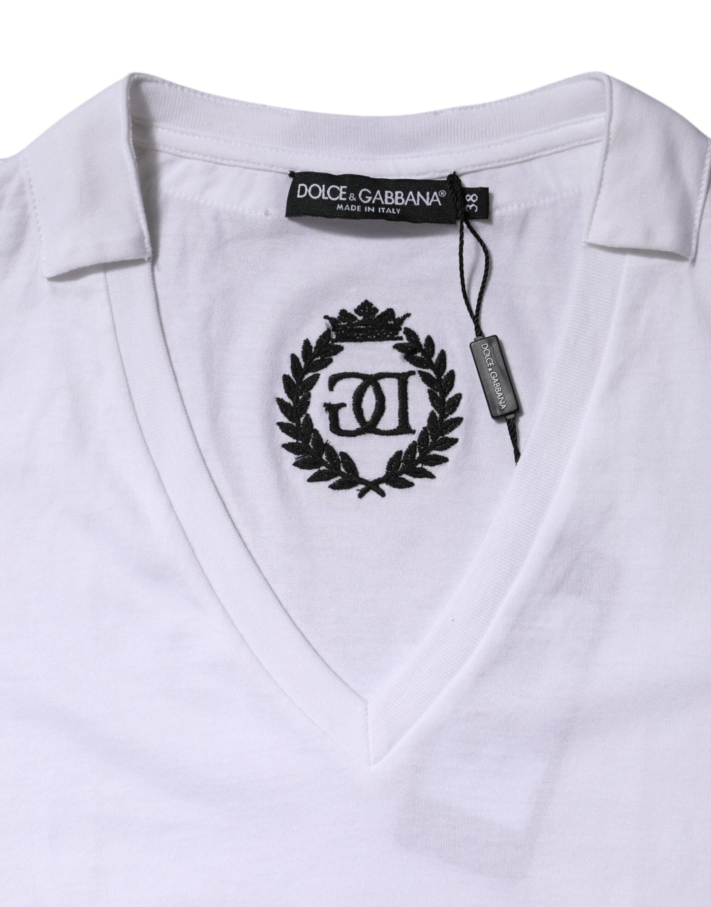 Dolce &amp; Gabbana White Cotton Short Sleeve V-Neck Top T-shirt
