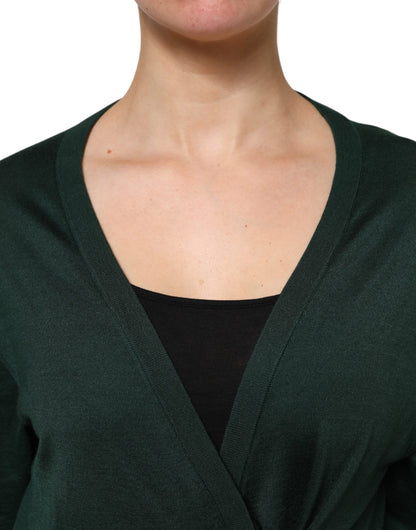Suéter tipo cárdigan de seda y cachemira verde oscuro de Dolce &amp; Gabbana