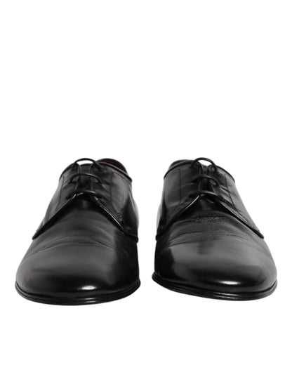 Zapatos Derby de vestir formales con cordones de cuero negro de Dolce &amp; Gabbana