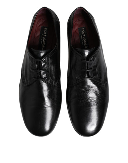 Zapatos Derby de vestir formales con cordones de cuero negro de Dolce &amp; Gabbana