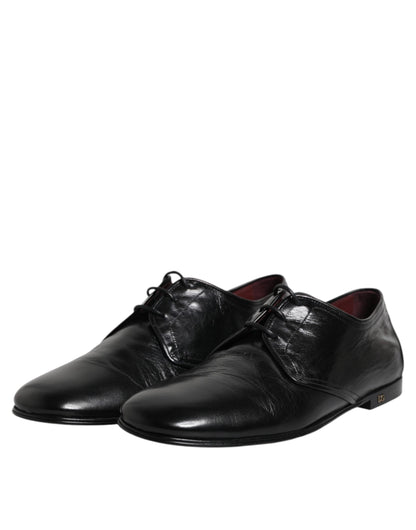 Zapatos Derby de vestir formales con cordones de cuero negro de Dolce &amp; Gabbana