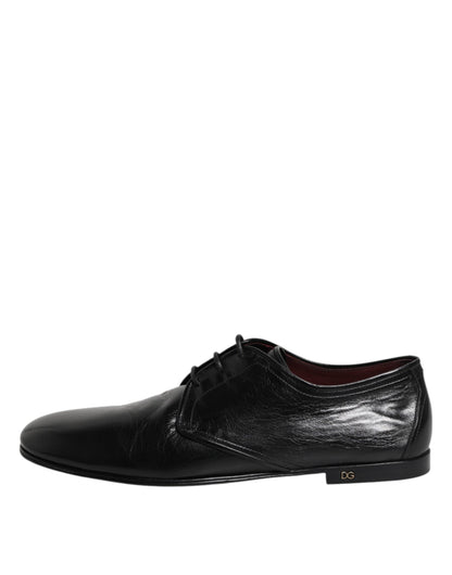 Zapatos Derby de vestir formales con cordones de cuero negro de Dolce &amp; Gabbana