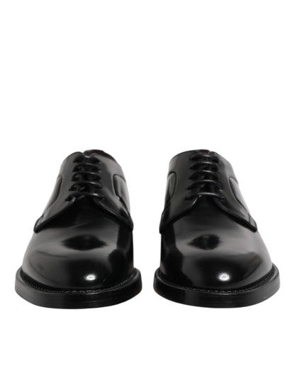 Zapatos Derby de vestir formales con cordones de cuero negro de Dolce &amp; Gabbana
