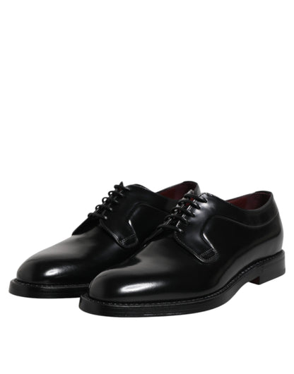 Zapatos Derby de vestir formales con cordones de cuero negro de Dolce &amp; Gabbana