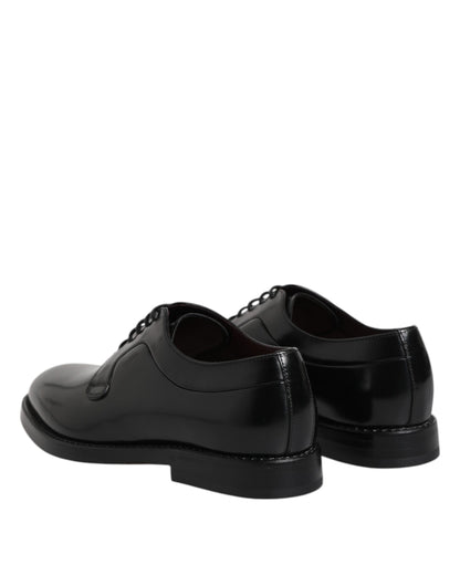 Zapatos Derby de vestir formales con cordones de cuero negro de Dolce &amp; Gabbana