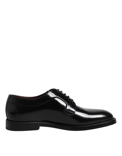 Zapatos Derby de vestir formales con cordones de cuero negro de Dolce &amp; Gabbana