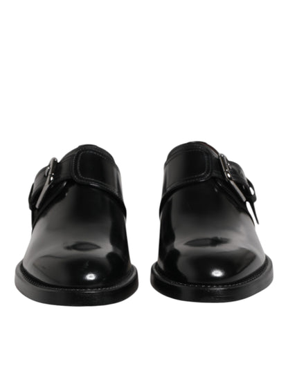Zapatos Derby formales con hebilla de cuero negro de Dolce &amp; Gabbana