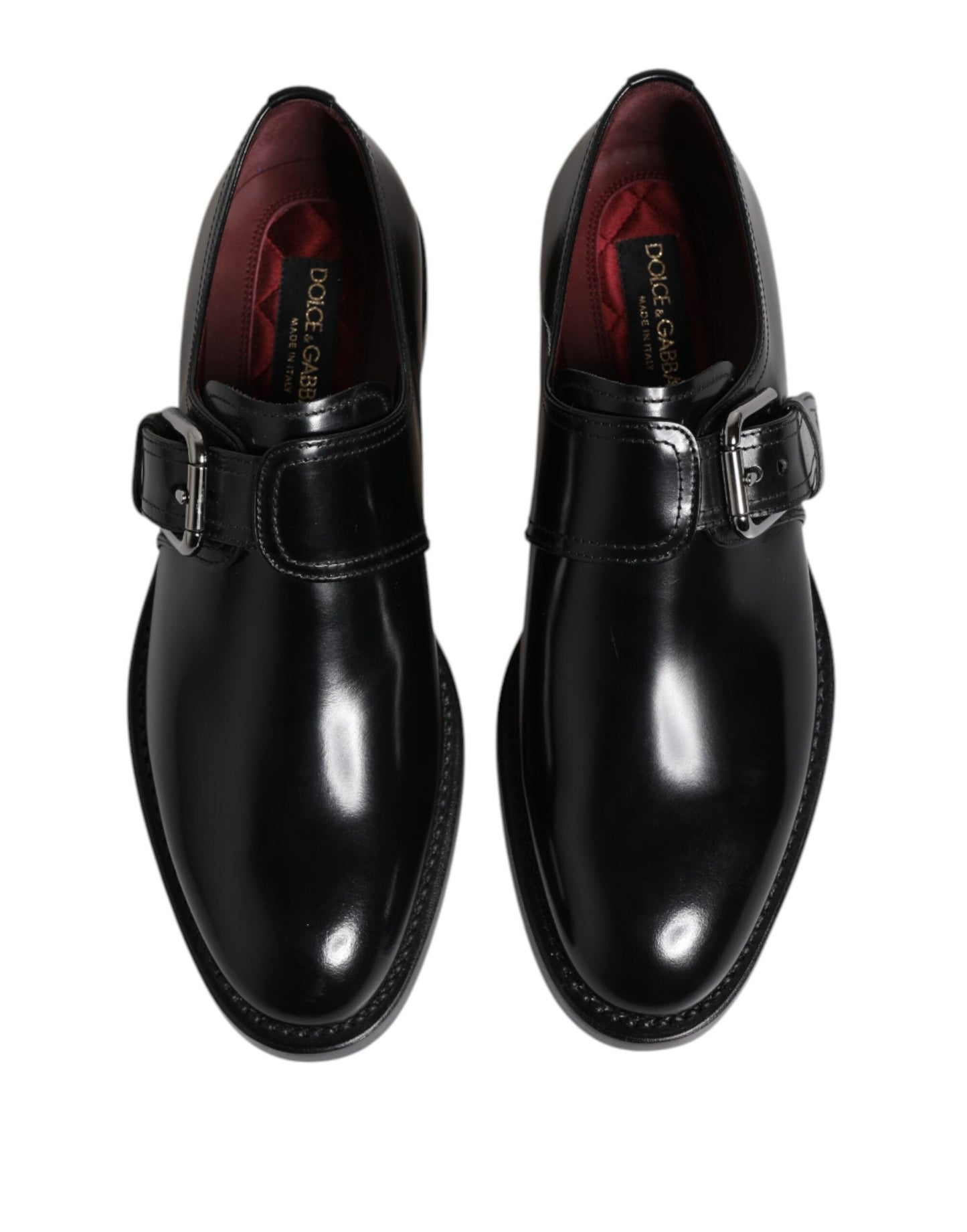 Zapatos Derby formales con hebilla de cuero negro de Dolce &amp; Gabbana