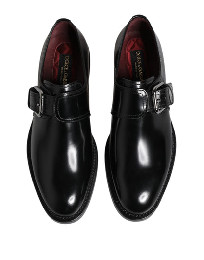 Zapatos Derby formales con hebilla de cuero negro de Dolce &amp; Gabbana