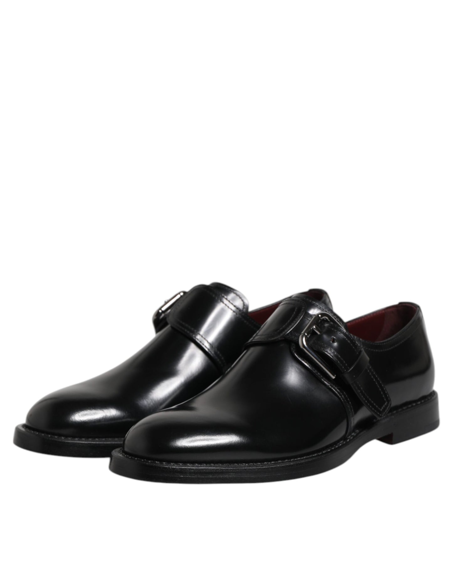 Zapatos Derby formales con hebilla de cuero negro de Dolce &amp; Gabbana