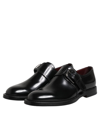 Zapatos Derby formales con hebilla de cuero negro de Dolce &amp; Gabbana