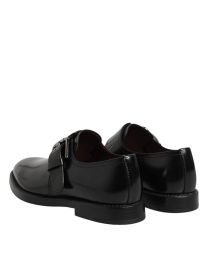 Zapatos Derby formales con hebilla de cuero negro de Dolce &amp; Gabbana