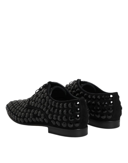 Zapatos Derby formales de ante negro con diamantes de imitación de Dolce &amp; Gabbana