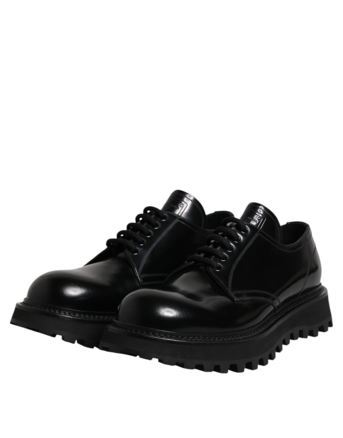 Zapatos de vestir Derby con cordones de cuero negro de Dolce &amp; Gabbana para hombre