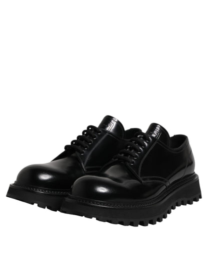 Zapatos de vestir Derby con cordones de cuero negro de Dolce &amp; Gabbana para hombre