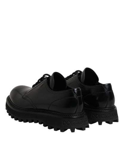 Zapatos de vestir Derby con cordones de cuero negro de Dolce &amp; Gabbana para hombre