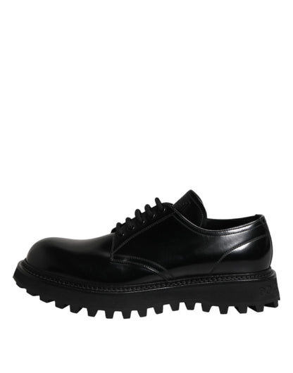Zapatos de vestir Derby con cordones de cuero negro de Dolce &amp; Gabbana para hombre