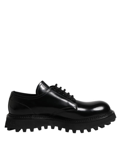 Zapatos de vestir Derby con cordones de cuero negro de Dolce &amp; Gabbana para hombre