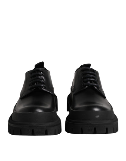 Zapatos de vestir Derby con cordones de cuero negro de Dolce &amp; Gabbana para hombre