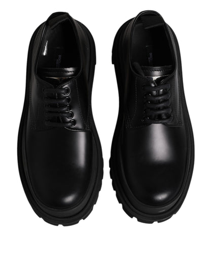 Zapatos de vestir Derby con cordones de cuero negro de Dolce &amp; Gabbana para hombre