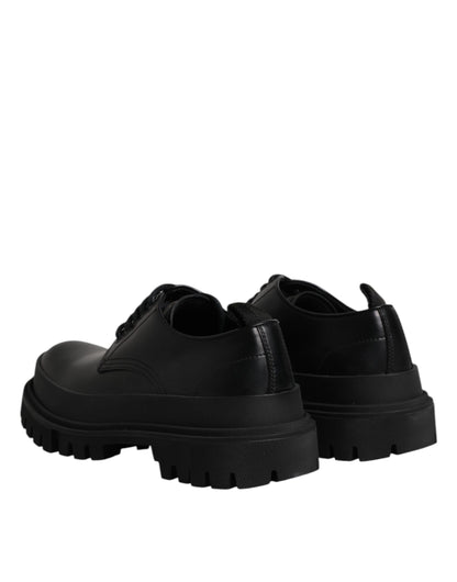 Zapatos de vestir Derby con cordones de cuero negro de Dolce &amp; Gabbana para hombre