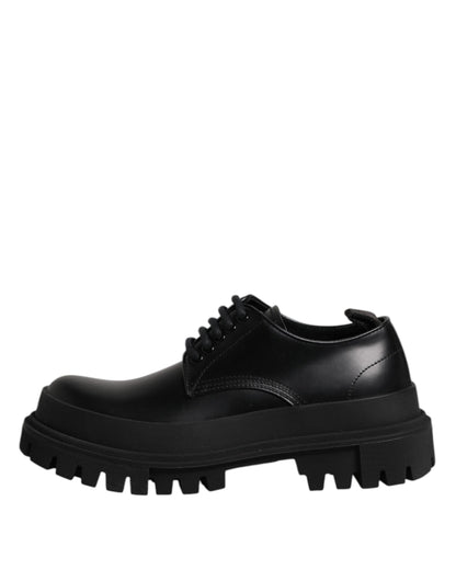 Zapatos de vestir Derby con cordones de cuero negro de Dolce &amp; Gabbana para hombre