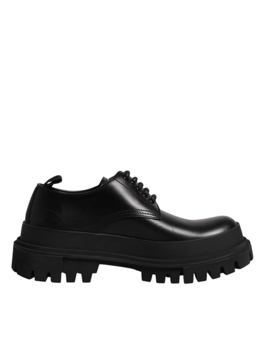 Zapatos de vestir Derby con cordones de cuero negro de Dolce &amp; Gabbana para hombre