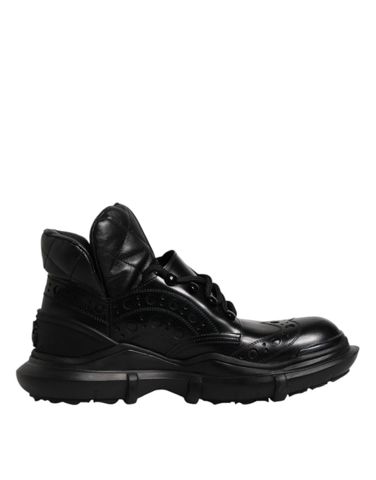 Dolce &amp; Gabbana Schwarze Leder Casual Herren Stiefeletten Schuhe