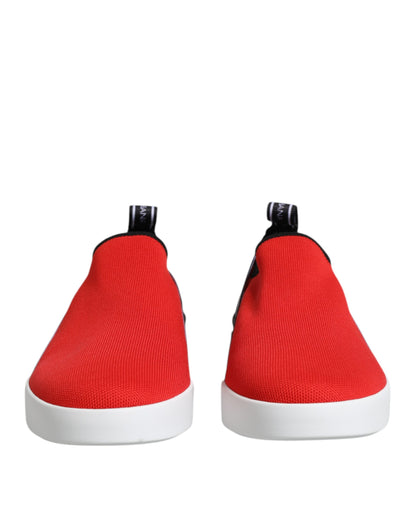 Dolce & Gabbana Red Logo Low Top Slip On Men Sneakers Shoes