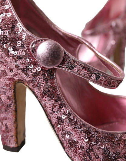 Dolce &amp; Gabbana Zapatos de tacón alto Mary Jane con lentejuelas rosas