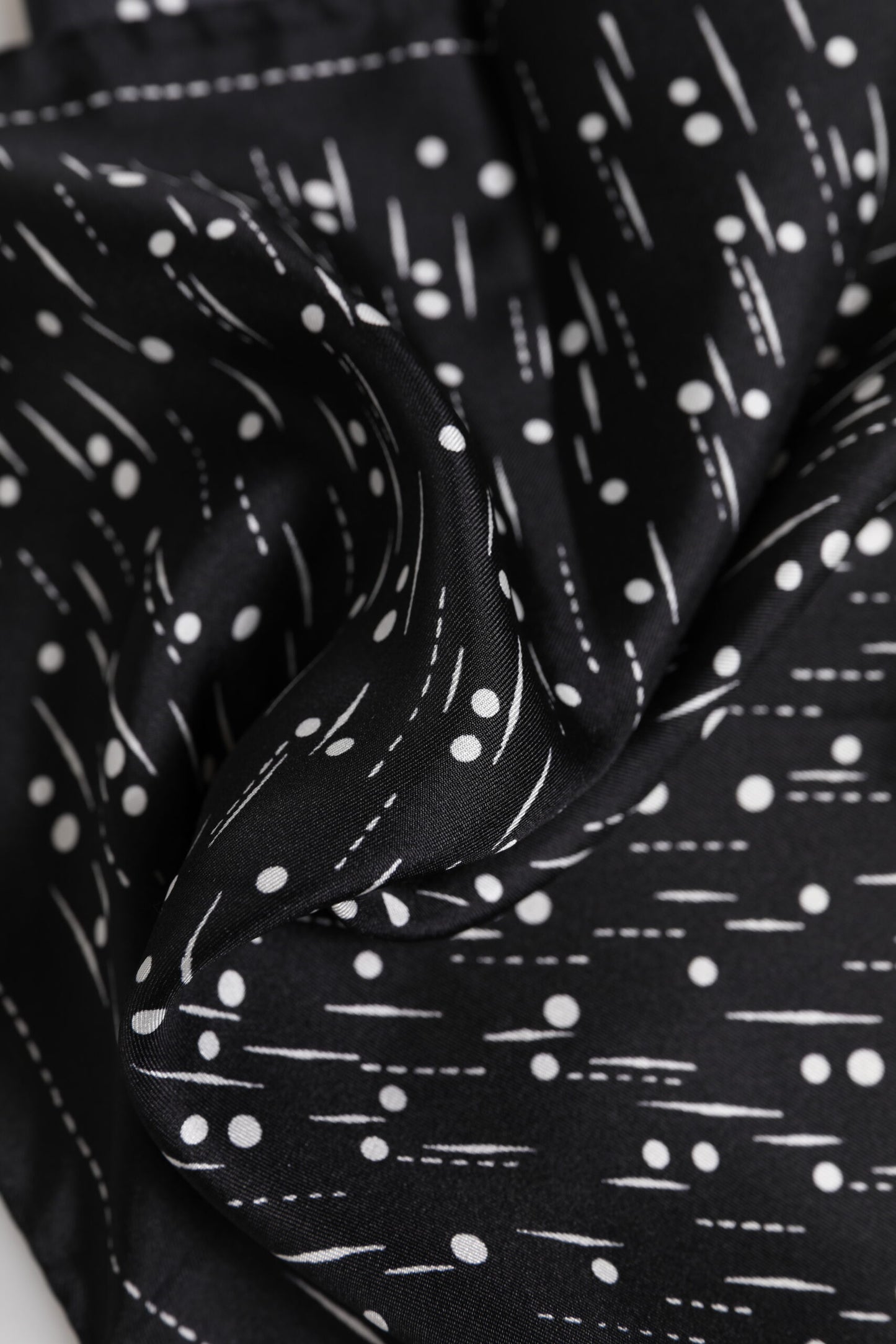 Dolce & Gabbana Black White Printed Square Men Foulard Scarf
