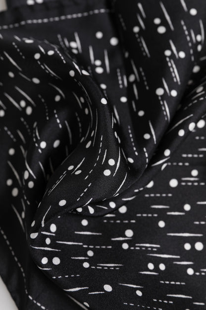 Dolce & Gabbana Black White Printed Square Men Foulard Scarf