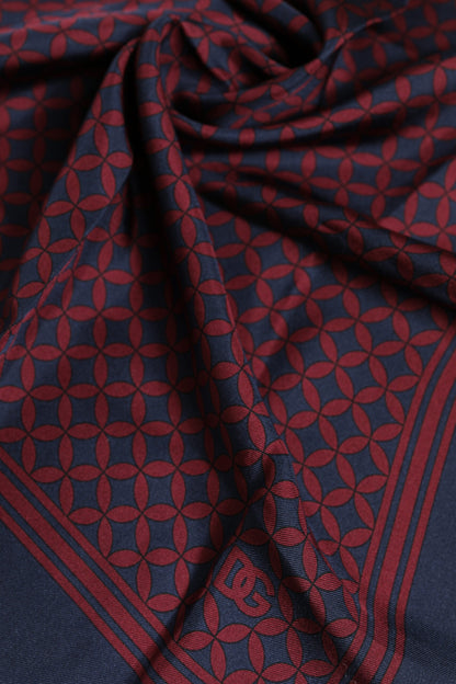 Dolce & Gabbana Red Blue Printed Silk Square Men Foulard Scarf