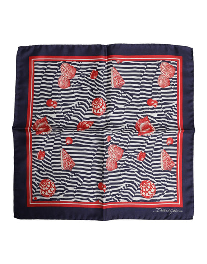 Dolce & Gabbana Multicolor Seashells Square Men Foulard Scarf