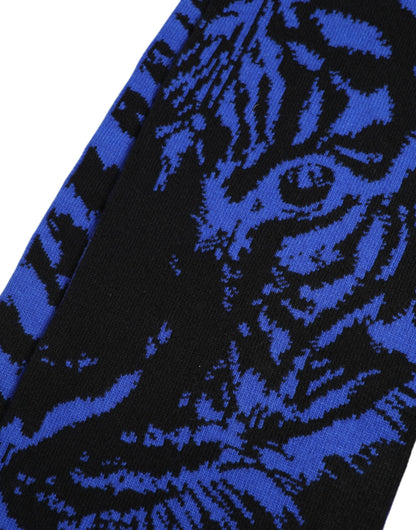 Dolce & Gabbana Blue Black Logo Neck Warmer Wrap Shawl Scarf
