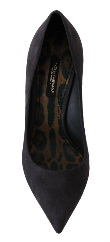 Elegantes zapatos de tacón de aguja de ante gris de Dolce &amp; Gabbana