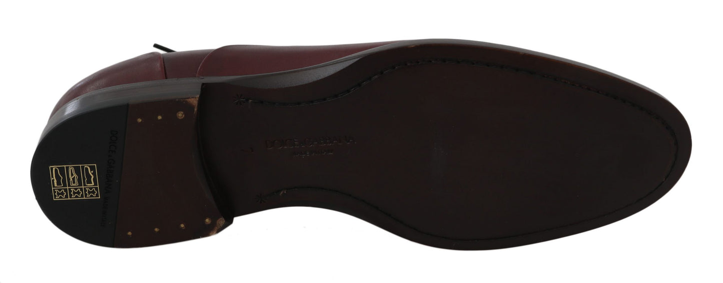 Dolce &amp; Gabbana Elegantes zapatos de vestir de cuero burdeos
