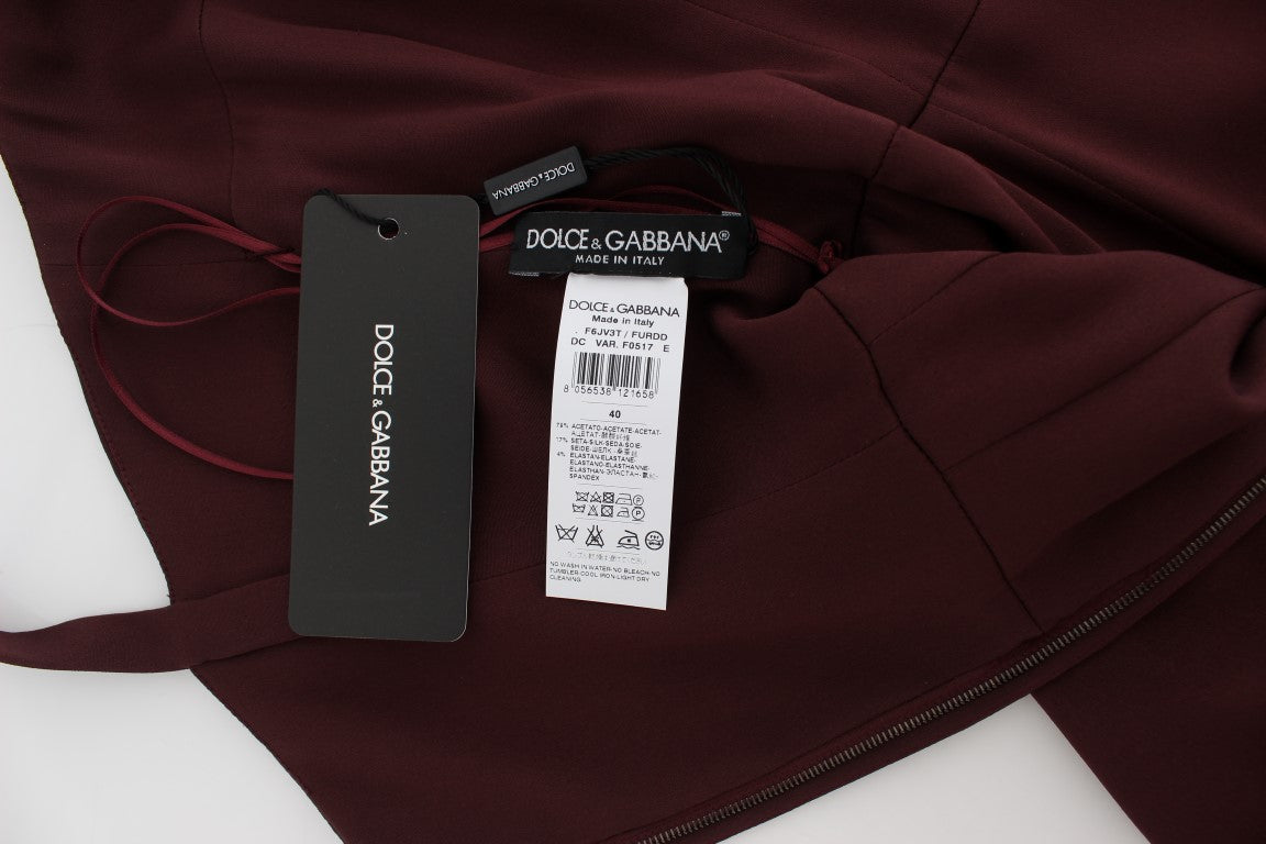 Dolce &amp; Gabbana Elegant Burgundy Sheath Dress