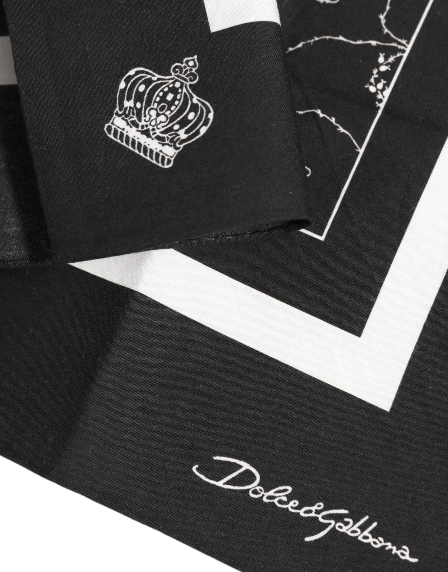 Dolce & Gabbana Black White Printed Square Foulard Scarf