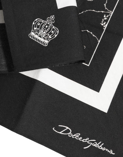 Dolce & Gabbana Black White Printed Square Foulard Scarf
