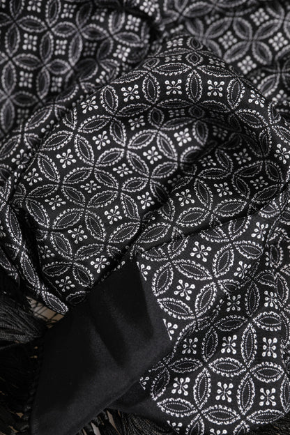 Dolce & Gabbana Black Patterned Fringes Men Foulard Scarf